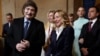 Italian Prime Minister Giorgia Meloni and Argentina's President Javier Milei arrive for the inauguration of Donald Trump at the Rotunda of the U.S. Capitol in Washington, Jan. 20, 2025.