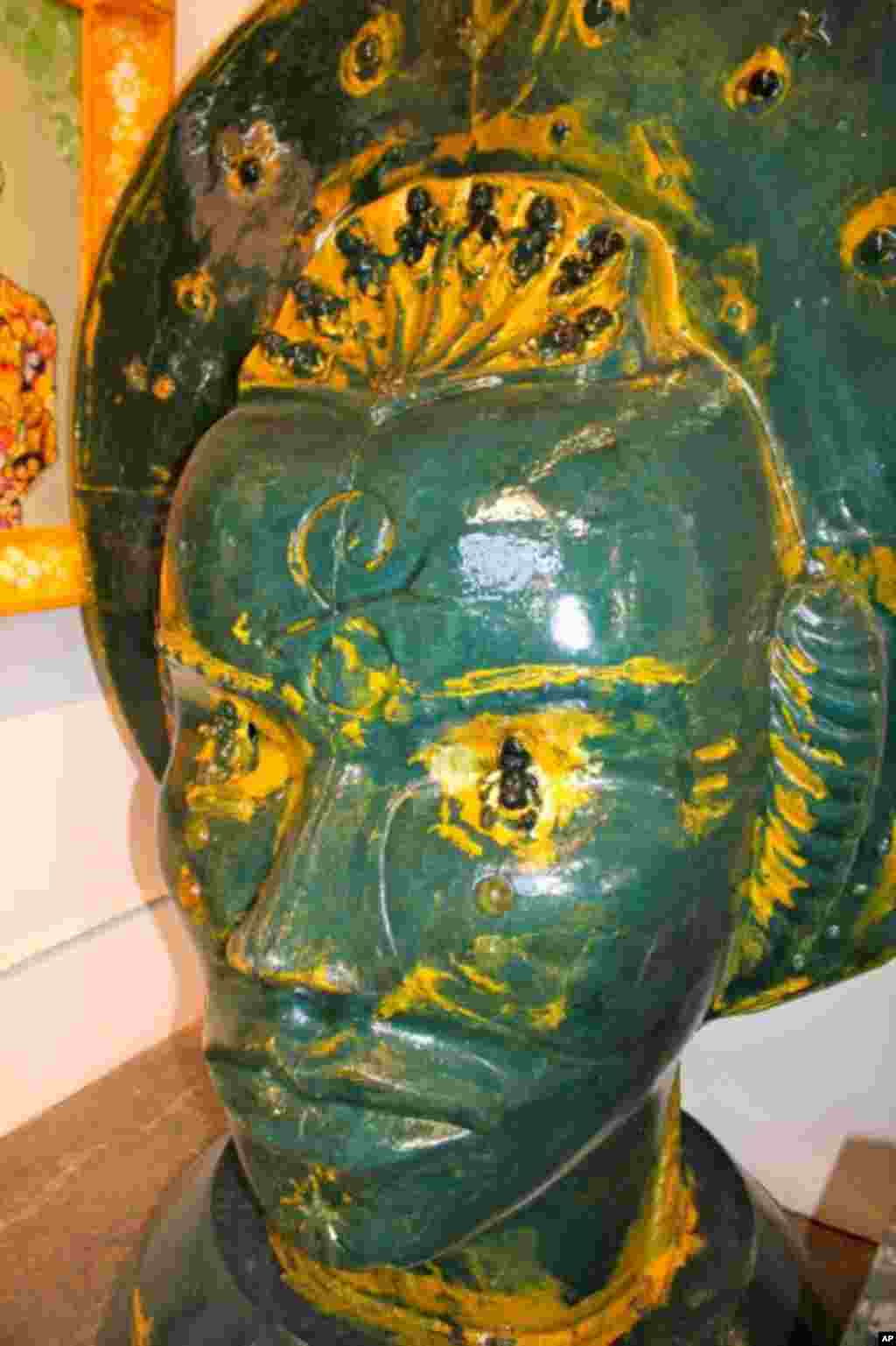 Duval-Carrié’s work often depicts figures from the Voodoo religion, which was created by African slaves brought to Haiti in the 16th century.