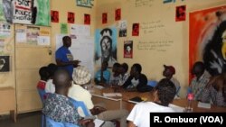 An informative session being led by a volunteer at Mathare Social Justice Center in Kenya. Justice centers are popping up in Kenya’s Informal settlements.