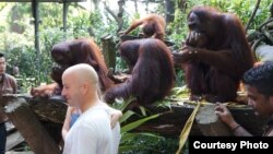  At the Singapore Zoo during its daily 'Jungle Breakfast event (Courtesy/John Beckman) 