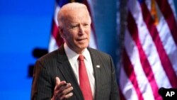 President-elect Joe Biden speaks at The Queen theater in Wilmington, Del., Nov. 19, 2020.