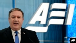 El director de la CIA, Mike Pompeo, habló en el American Enterprise Institute en Washington, el martes, 23 de enero de 2018.