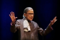 U.S. Supreme Court Justice Ruth Bader Ginsburg speaks at the University of California at Berkeley, in Berkeley, California, Oct. 21, 2019.