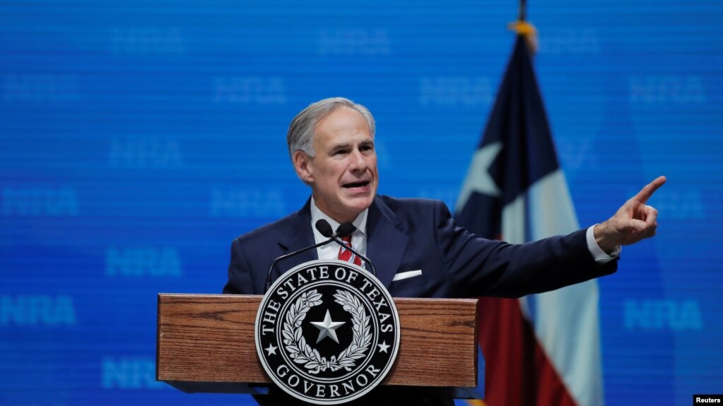 资料照片：德克萨斯州长阿博特在达拉斯讲话。(2018年5月4日)(photo:VOA)