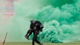 A Pakistani soldier performs a mock rescue during a ceremony to mark Pakistan Defense Day in Lahore, Pakistan, Sept. 6, 2017.