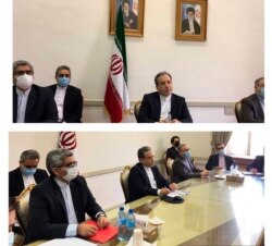 تصاویری که آسوشیتدپرس از طریق وزارت خارجه ایران تهیه کرده و حضور طرف ایرانی در نشست مجازی روز جمعه ۱۳ فروردین را نشان می دهد