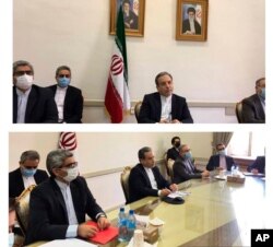تصاویری که آسوشیتدپرس از طریق وزارت خارجه ایران تهیه کرده و حضور طرف ایرانی در نشست مجازی روز جمعه ۱۳ فروردین را نشان می دهد