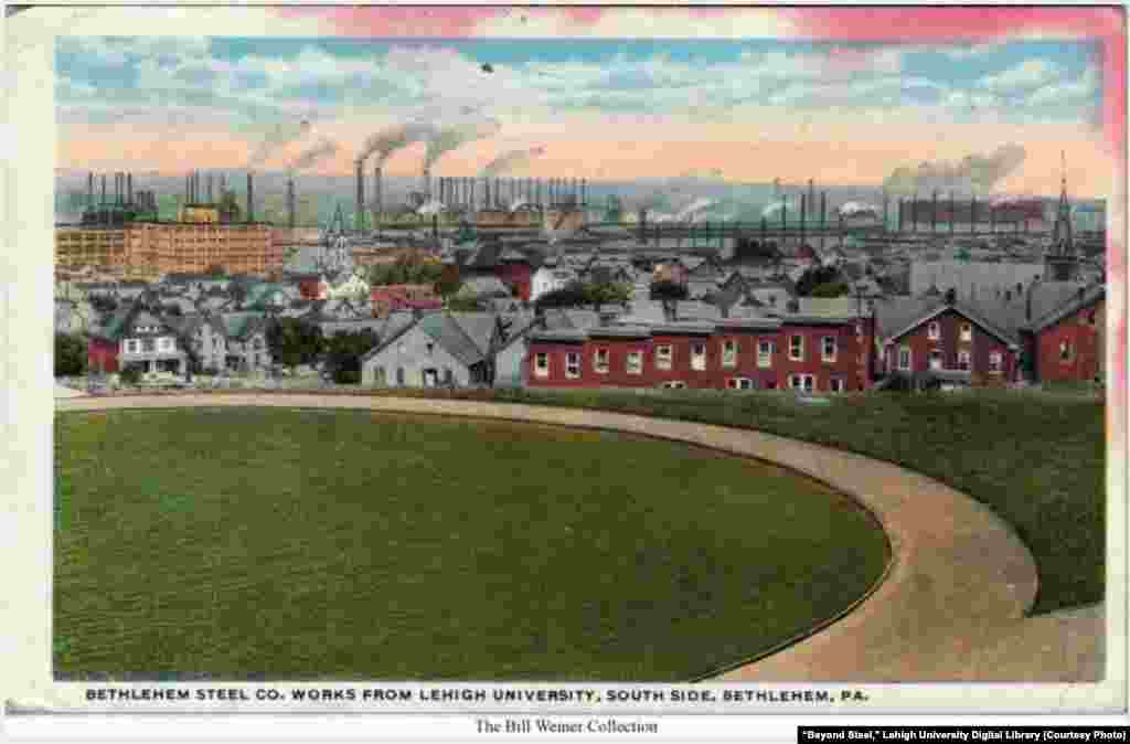 View of Bethlehem Steel plant from Lehigh University, Bethlehem, Pennsylvania, possibly 1929.