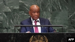 FILE - In this Sept. 28, 2018 photo, Lesotho Prime Minister Thomas Thabane addresses the 73rd session of the General Assembly at the United Nations in New York.