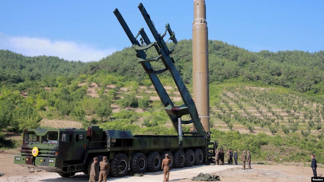 The Hwasong-14, which North Korea claims in an intercontinental ballistic missile, is seen in this undated photo released by North Korea's Korean Central News Agency in Pyongyang July 5, 2017.