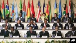 African heads of state and various country representatives attend the opening session of the 17th African Union Summit, at the Sipopo Conference Center outside Malabo, Equatorial Guinea, June 30, 2011.