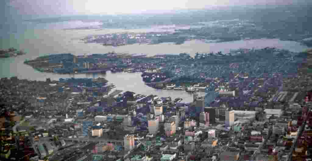 Baltimore’s downtown and harbor as it looked in 1964, taken by an excited kid in a Piper Tri-Pacer.