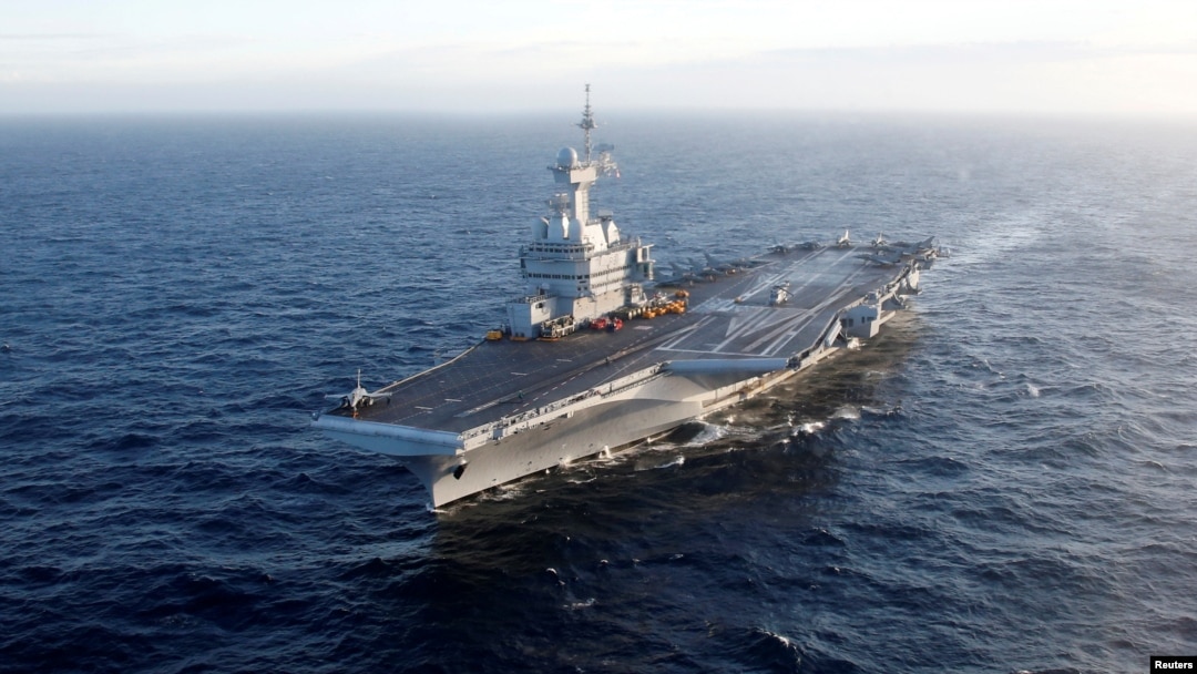 Kapal induk Perancis, Charles de Gaulle di perairan Mediterrania, 7 Maret 2019. (REUTERS/Jean-Paul Pelissier/File Photo)