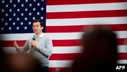 Democratic presidential hopeful Mayor Pete Buttigieg speaks during a town hall event in Walpole, NH, November 10, 2019.