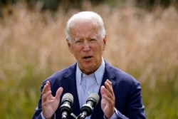 Democratic presidential candidate and former Vice President Joe Biden speaks about climate change and wildfires affecting Western states, Sept. 14, 2020, in Wilmington, Del.