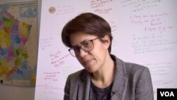 Maud Lelievre of Eco Maires says environmental issues have been mainstreamed into party platforms in France. (Lisa Bryant/VOA)