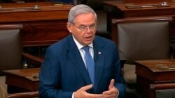 In this image from video, Sen. Robert Menendez, D-N.J., speaks on the Senate floor about the impeachment trial against President Donald Trump at the U.S. Capitol in Washington, Tuesday, Feb. 4, 2020. The Senate will vote on the Articles of…