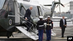 President Joe Biden walks off Marine One as he arrives in New York, Sept.23, 2024, to attend the 79th session of the United Nations General Assembly. 