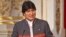 Bolivia's President Evo Morales gestures as he speaks to the media during a joint media conference with France's President Francois Hollande at the Elysee Palace in Paris, France, Nov. 9, 2015. 