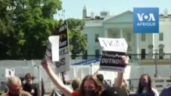Manifestation devant la Maison Blanche lors de l'anniversaire du président Trump