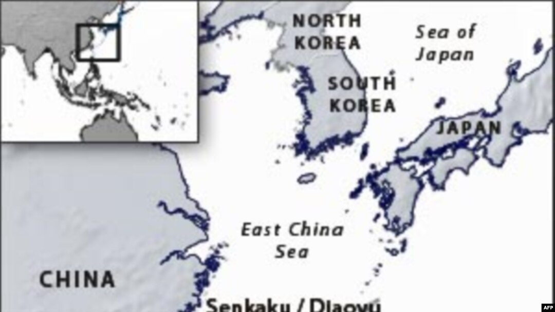 Bản đồ nhóm đảo tranh chấp trong Thái Bình Dương. Nhật gọi là Senkaku, Trung Quốc gọi là Diaoyu (Điếu Ngư)