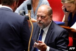 Menteri Kehakiman Prancis Eric Dupond-Moretti di Majelis Nasional Prancis di Paris, 11 Juli 2023. (Geoffroy VAN DER HASSELT / AFP)