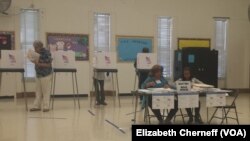 Voting in Tuesday's primary takes place at Watkins Mill Elementary School in Montgomery Village, Maryland, April 26, 2016. 