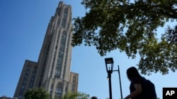 FILE - The Cathedral of Learning on the University of Pittsburgh campus on Sept. 12, 2024.