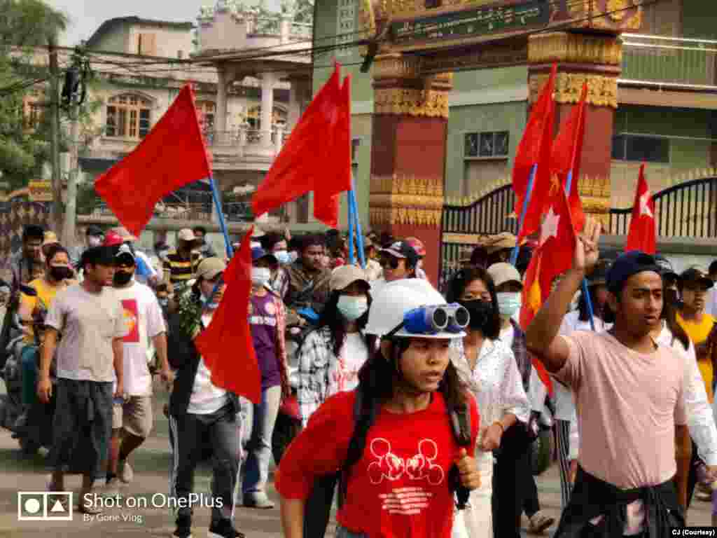 မတျလ ၂၅ ရကျနေ့ တမူးမွို့နယျရဲ့ သပိတျစဈကွောငျး မွငျကှငျး။ (ဓာတျပုံ - CJ- မတျ ၂၅၊ ၂၀၂၁)