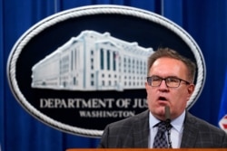 Environmental Protection Agency (EPA) Administrator Andrew Wheeler speaks, during a news conference at the Justice Department in Washington, Sept. 14, 2020.