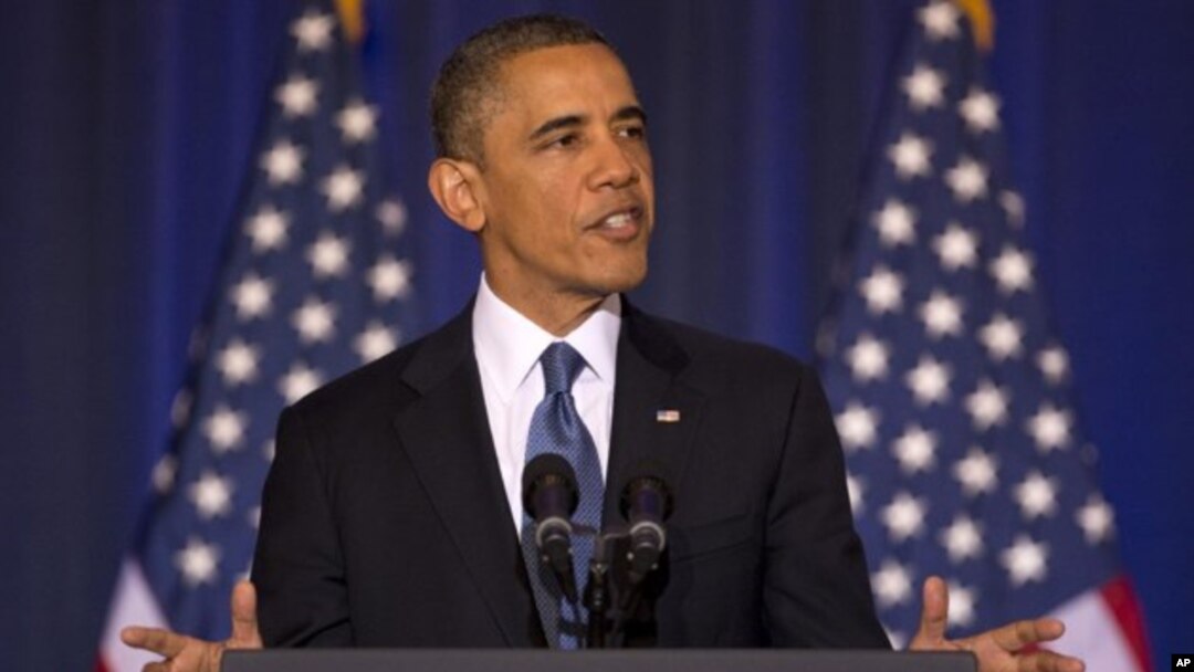 Presiden AS Barack Obama memberikan pidato di Universitas Pertahanan Nasional di Washington, hari Kamis (23/5). 