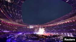 A general view inside the Stade de France shows the closing ceremony of the 2024 Paralympic Games in Saint-Denis, near Paris, France, Sept. 8, 2024. 