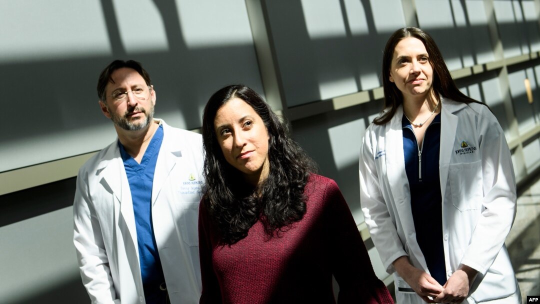 Nina Martinez, an organ donor, poses at Johns Hopkins after she participated in the first HIV-positive patient to HIV-positive patient kidney transplant in Baltimore, Maryland, March 28, 2019.