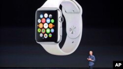 FILE - CEO Apple Tim Cook memperkenalkan Apple Watch baru pada hari Selasa, 9 September 2014, di Cupertino, California. Gadget baru Apple yang bisa dipakai itu adalah produk kategori baru pertama sejak iPad diluncurkan pada tahun 2010. (AP Photo/Marcio Jose Sanchez)