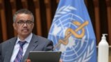 World Health Organization (WHO) Director-General Tedros Adhanom Ghebreyesus attends a news conference organized by Geneva Association of United Nations Correspondents (ACANU) amid the COVID-19 outbreak, caused by the novel coronavirus.