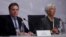 Direktorka Međunarodnog monetarnog fonda Kristin Lagard i ministar finansija Argentine Nikolas Duhovni na konferenciji za novinare u Buenos Airesu, 21. jula 2018.