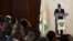 Ivory Coast's incumbent President and presidential candidate Alassane Ouattara speaks after the signing of a 'code of conduct' at the Presidential Palace in Abidjan, Oct. 7, 2015.