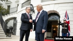 President Donald Trump welcomes UK Prime Minister to White House.