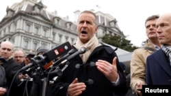 Volkswagen AG CEO Herbert Diess speaks after a meeting between senior Trump administration officials and top executives of Volkswagen AG and Daimler AG at the White House in Washington, U.S., Dec. 4, 2018. 