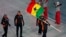 Akwasi Frimpong of Ghana carries the national flag during the opening ceremony of the Pyeongchang 2018 Winter Olympics in South Korea, Feb. 9, 2018. 