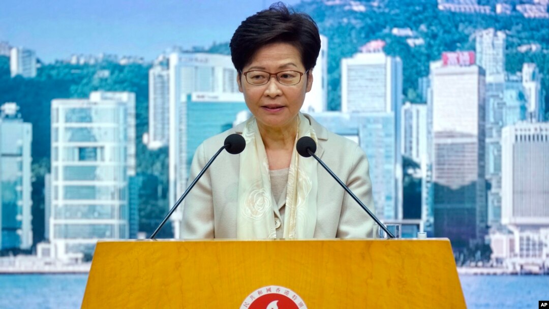 Kepala Eksekutif Hong Kong Carrie Lam di Hong Kong, Selasa, 16 November 2021. (Foto: AP)