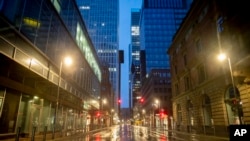 An empty street is seen in the city center of Frankfurt, Germany, March 21, 2020.