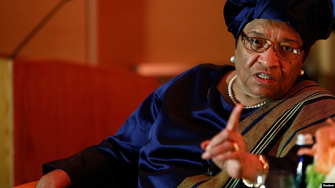President of Liberia Ellen Johnson Sirleaf makes a point during an interview with Reuters in Washington, May 17, 2013. ( file photo) 