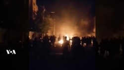 اعتراضات روز چهارشنبه در شهر «سقز» در استان کردستان که در آن مردم وسط خیابانی آتش برافروخته‌اند 