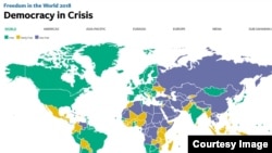 Screenshot of the “Freedom in the World 2018” report, released on January 16.