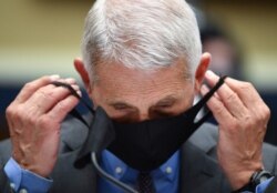 Director of the National Institute of Allergy and Infectious Diseases Dr. Anthony Fauci&nbsp;takes off his face mask before testifying before a House Committee on Energy and Commerce on Capitol Hill in Washington, June 23, 2020.