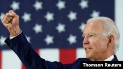 FILE - Democratic U.S. presidential candidate and former Vice President Joe Biden holds a campaign event in Wilmington, Delaware, June 30, 2020.