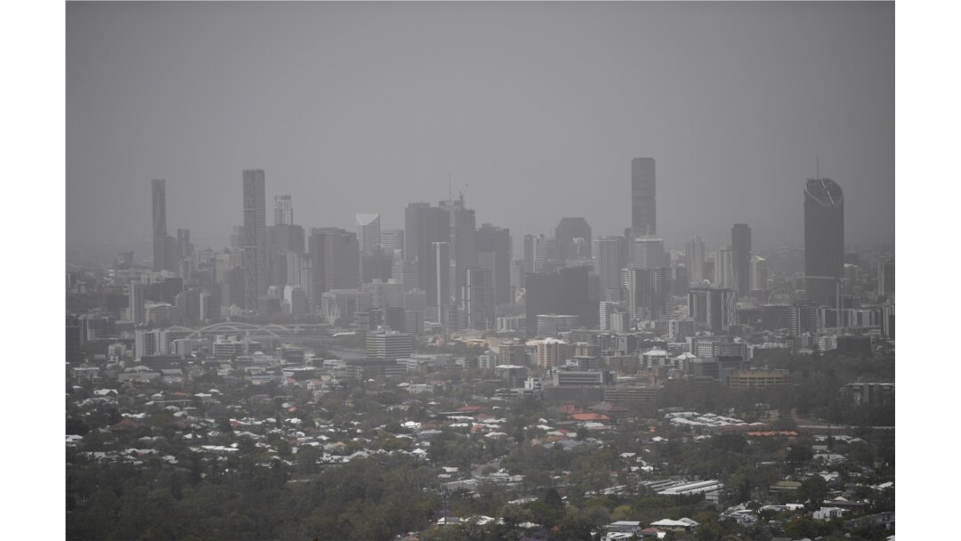 Smoke haze as a result of bushfires blankets central Brisbane, Queensland, Australia, Nov. 9, 2019.