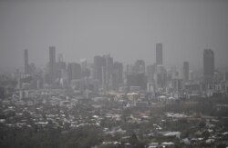 Smoke haze as a result of bushfires blankets central Brisbane, Queensland, Australia, Nov. 9, 2019.