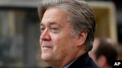 FILE - Steve Bannon, former chief White House strategist to President Donald Trump, is seen in Harrisburg, Pa., April 29, 2017. 